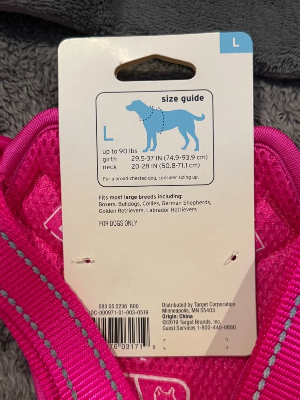 NWT Boots & Barley Bright Pink Reflective Dog Harness - Large
